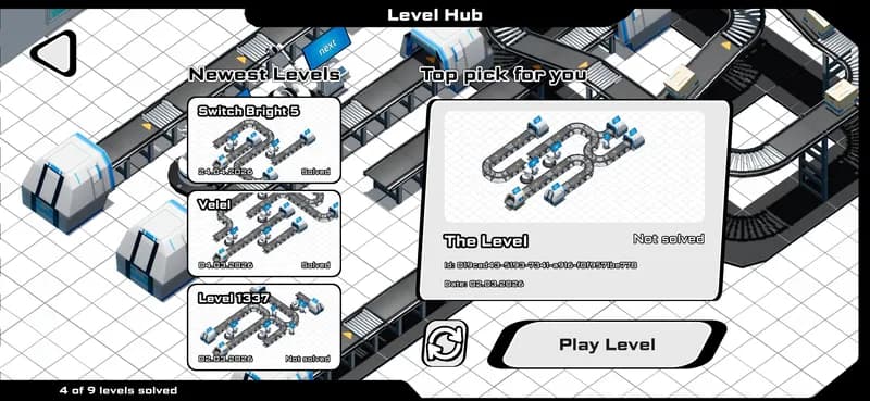 The Modoolo level hub showing community-built puzzles
